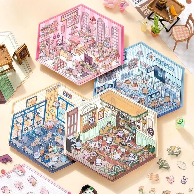 

Landscape Series 3D Sticker Paper DIY Three-dimensional Sticker Waterproof Restaurant Creative Journal Stickers Miniature Scene