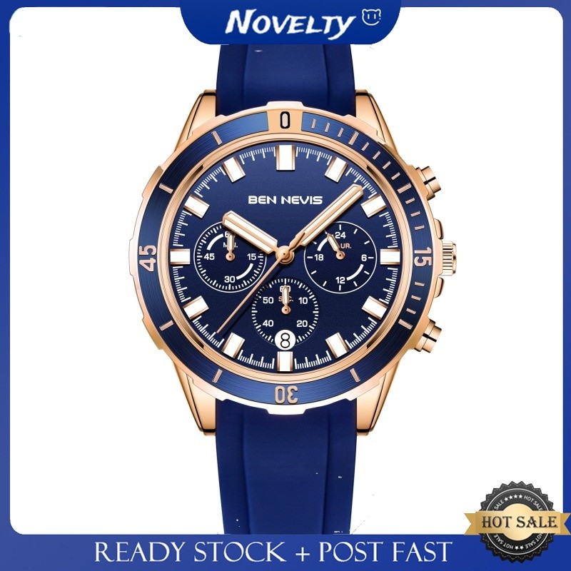 BEN NEVIS Jam Tangan Pria Multifungsi Chronograph Watch Jam Tangan Kuarsa Bercahaya Tahan Air