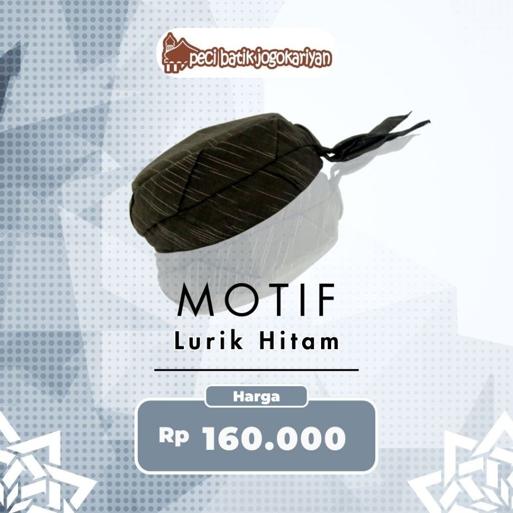 Peci Batik Jogokariyan Motif Lurik Hitam Original