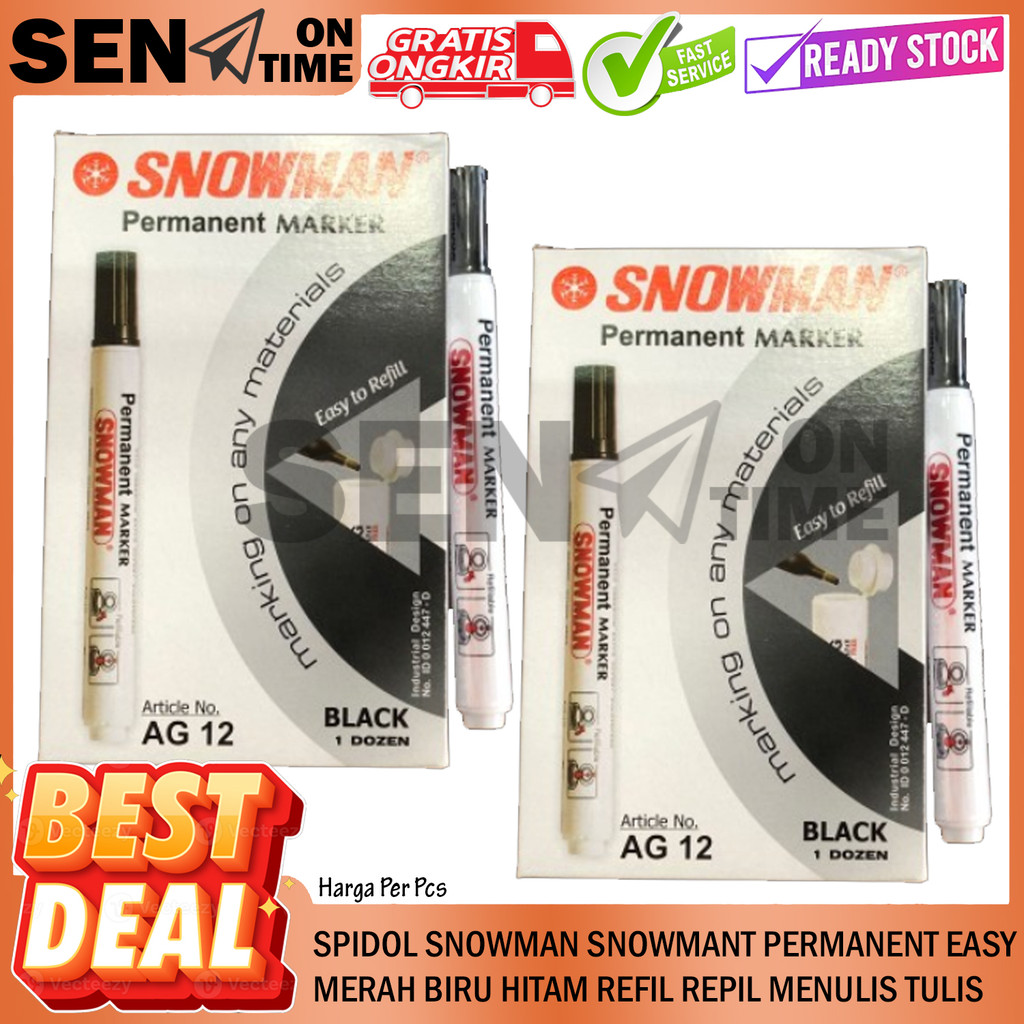 

Spidol Permanent Snowman Ag12 Ag 12 Permanen Snowmen Sepidol Alat Papan Tulis Balpen Lancip Luncip TInta Black Per 1 Pcs Satuan Warna Hitam Bolpen Balpen Ball Point Pen Pena Bolpoin Kantor Sekolah