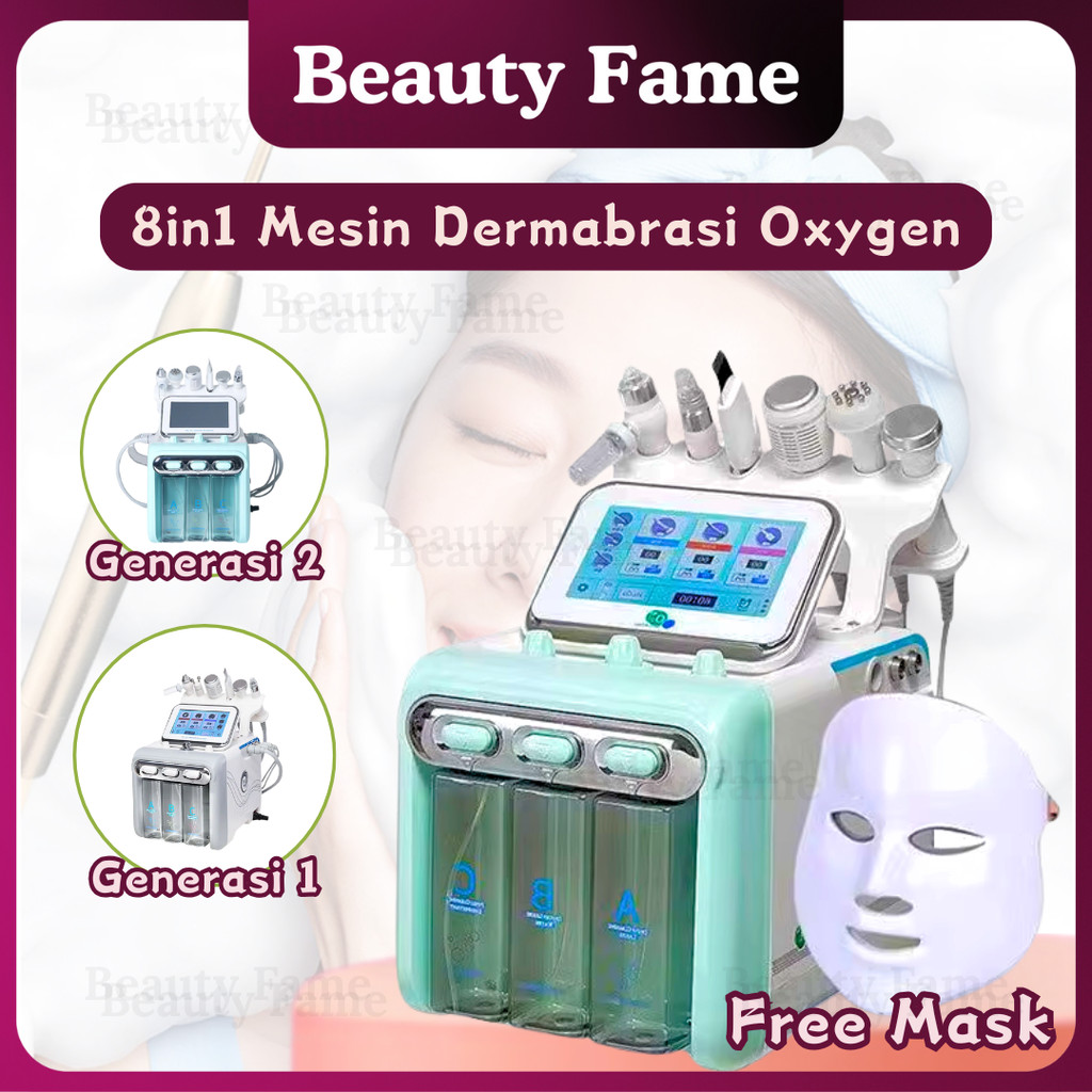 Beauty Fame **GARANSI 1 TAHUN** Newest Aqua Peel 8in1 Bubble Hydrogen Oxygen setrika wajah dingin hy