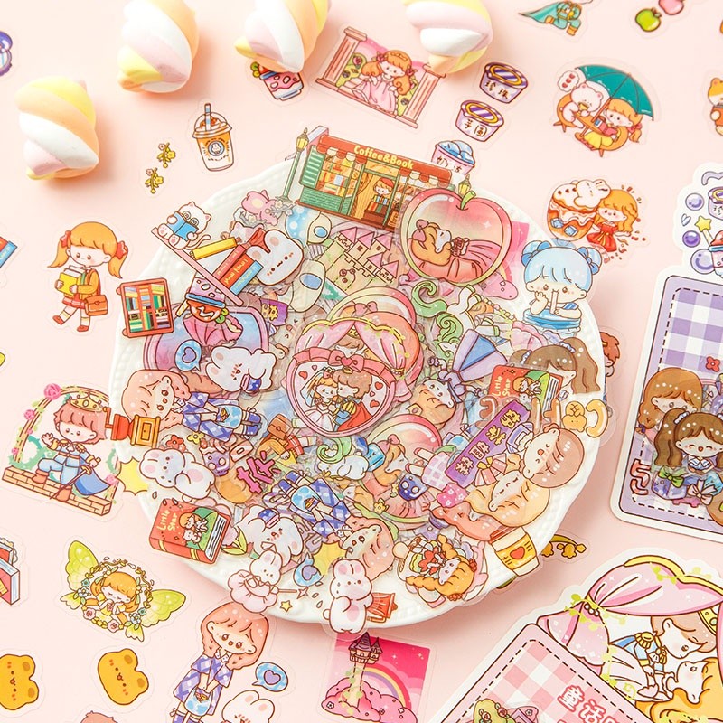 

50pcs label Gadis Kartun Lucu Pack Student Diary Deco DIY