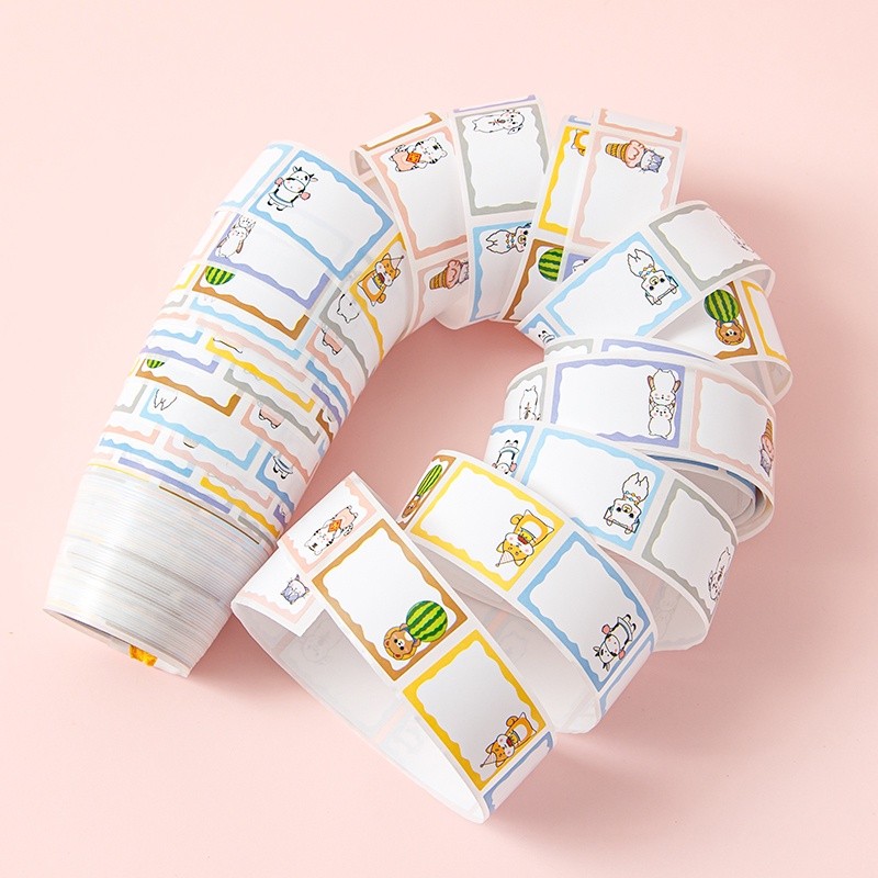 

350pcs label Nama Kartun Portabel Gulung Label simple Kantor Sekolah