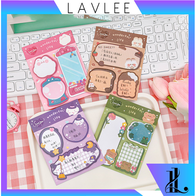 

LAVLEE - S6268 Sticky Notes Lucu 3 in 1 / Tempelan Kertas Catatan Motif Karakter / Memo Stick Stationery Cute / Sticky Notes Kartun