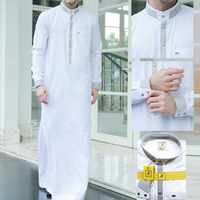 gamis alraz al arwa850 putih / alraz  jubah alraz  alraz premium  al arwa putih Muslim Katun Pria De