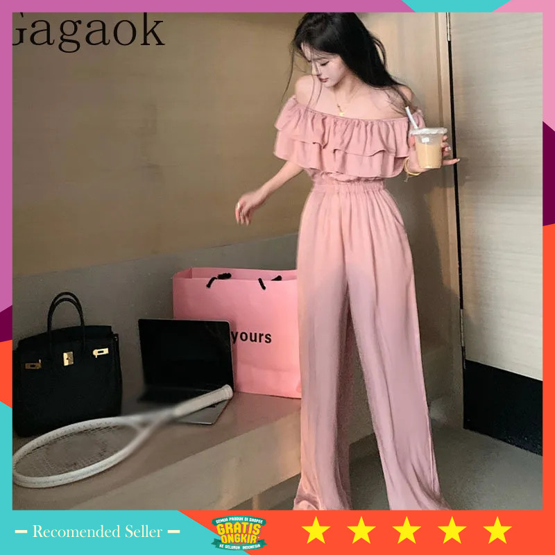 Baju Keren Import Termurah kekinian Korean Style / Jumpsuit Wanita Sabrina Angle Off Shoulder Casual