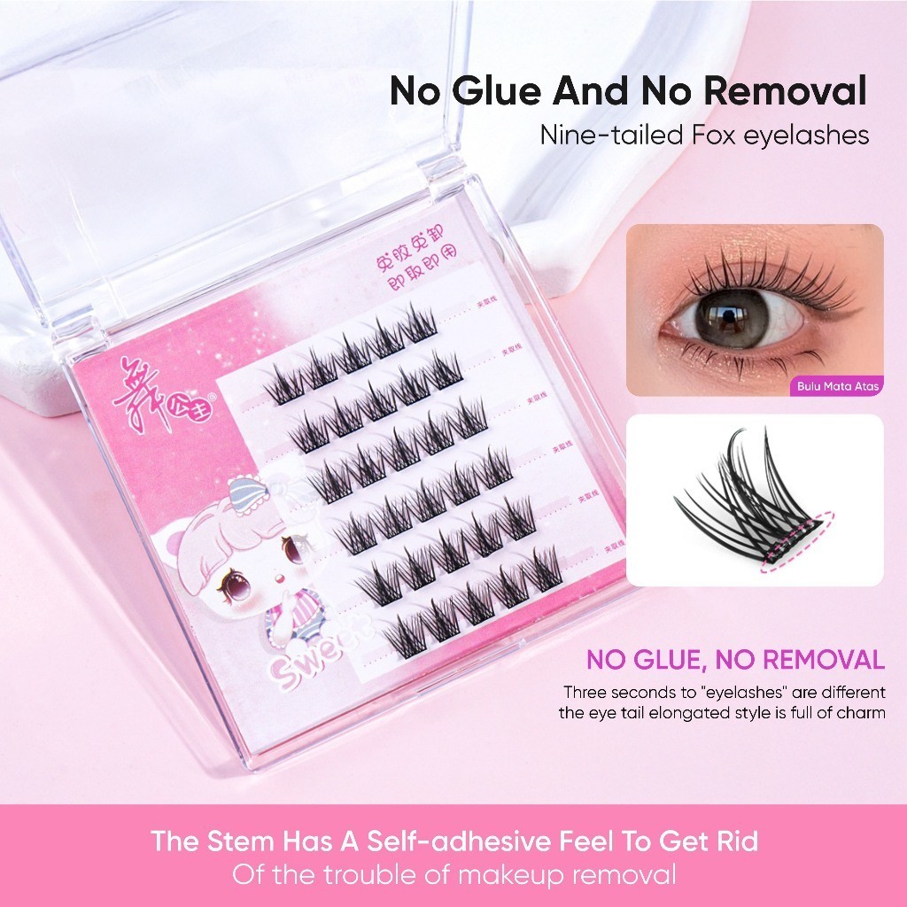 Bulu Mata Palsu Premium Tidak Perlu Pakai Lem Natural Eyelash Extention Korean Look