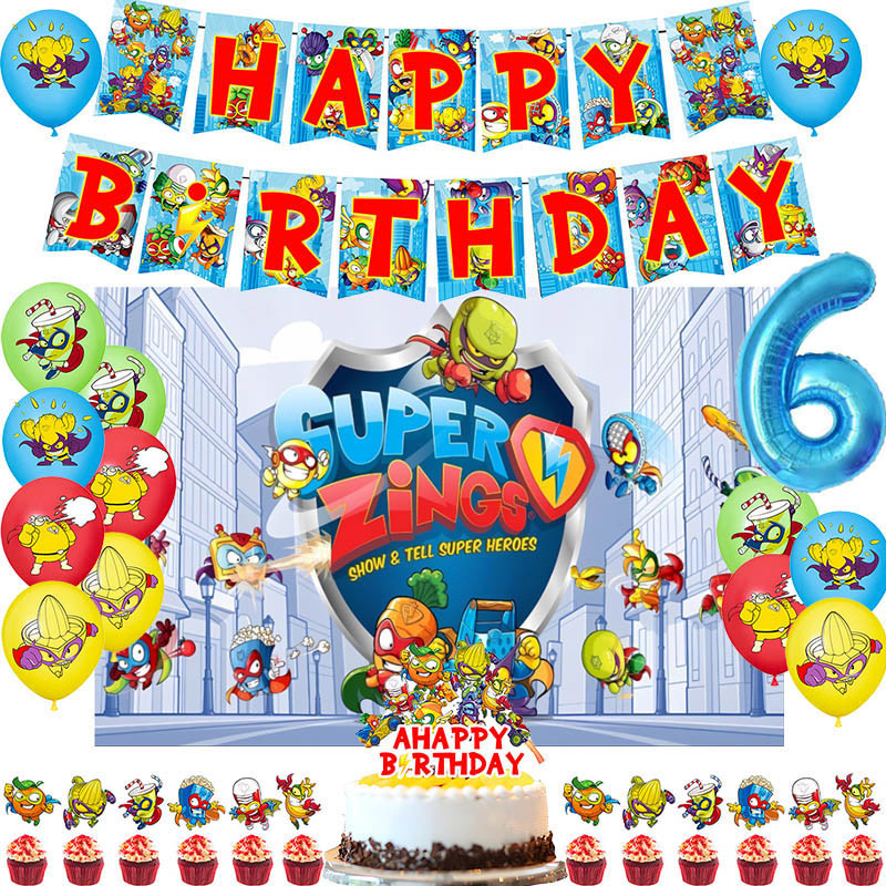 

Superzings Birthday Party Decoration Balloon Banner Tableware Cake Topper Superthings Party Supplies Baby Shower