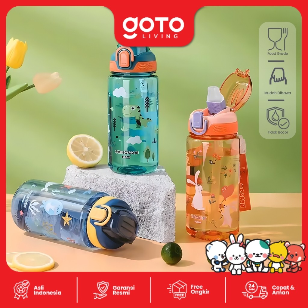 Goto Clancy Water Bottle Anak Botol Minum Sedotan Lucu Karakter 600 ML