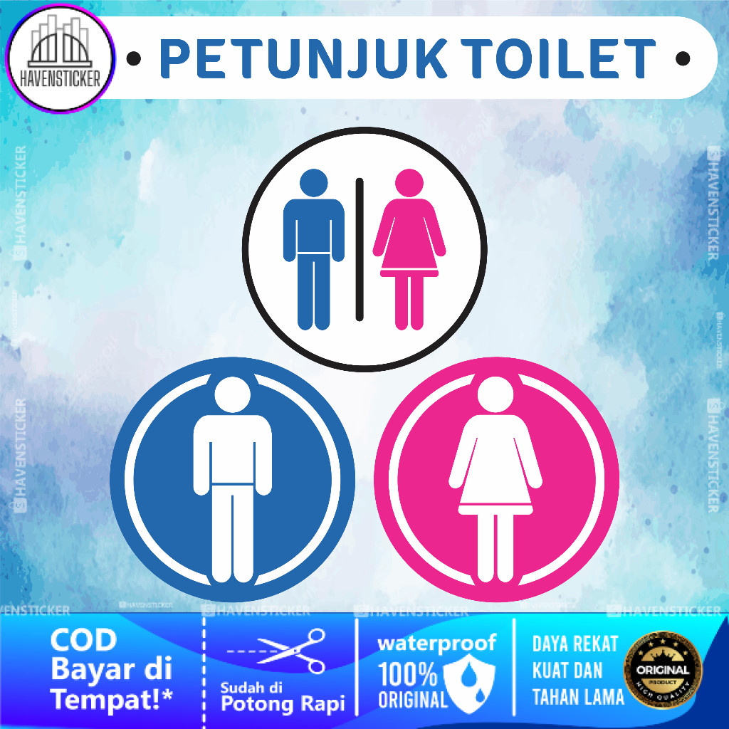 

Stiker Vinyl Petunjuk Toilet Bundar Anti Air Laminasi Kilat