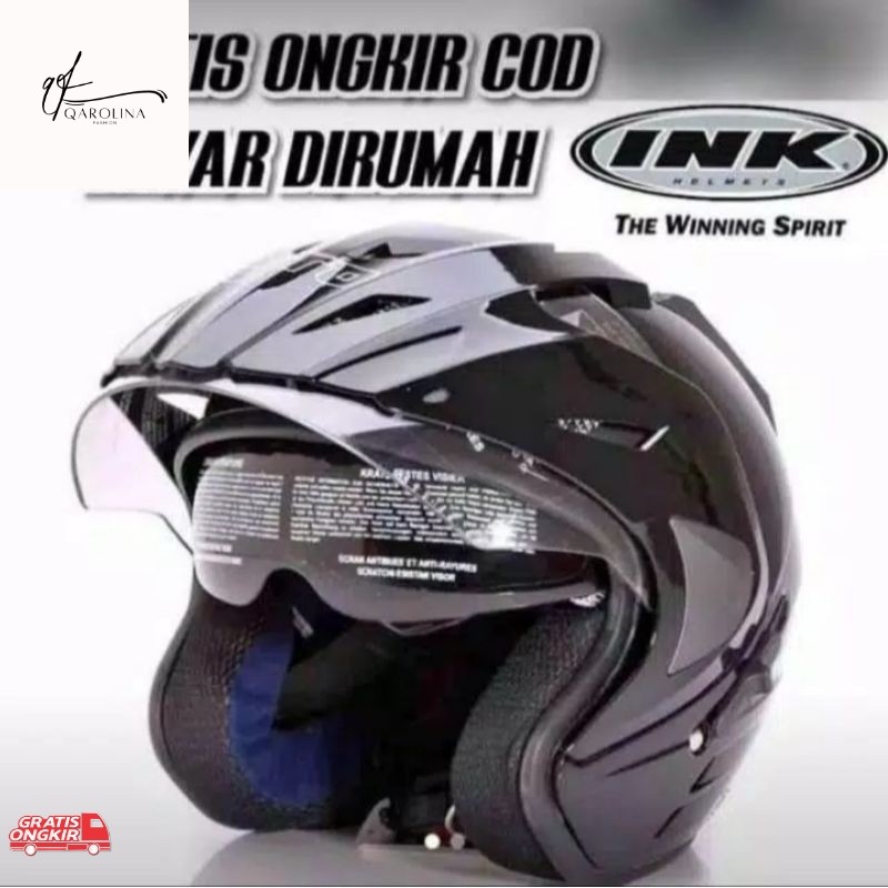 HELM INK DOUBLE VISOR MERK FNY GARANSI TERMURAH EMBOSS SNI TERLARIS