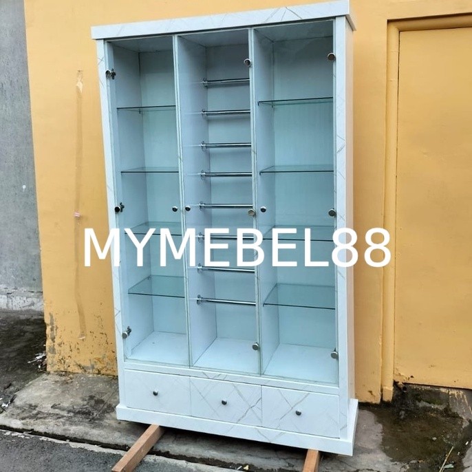 [MYMEBEL88] PROMO TERMURAH Lemari Hias Kayu HPL - Lemari Hias Tas & Hijab - Buffet Kaca - Rak Jilbab