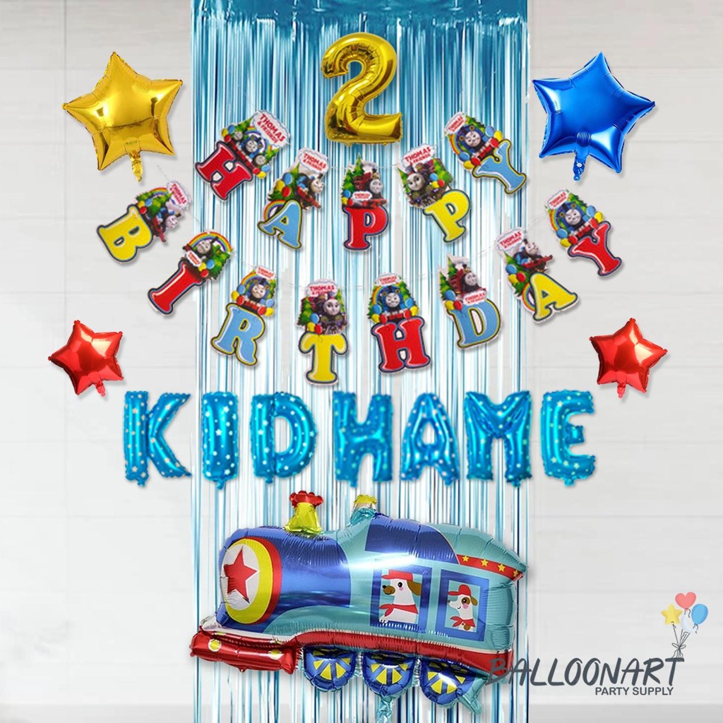 THOMAS SIMPLE DEKORASI SET/DEKORASI ULANG TAHUN ANAK/BALON FOIL TRAIN/KERETA/ULTAH ANAK/CHO-CHO TRAI