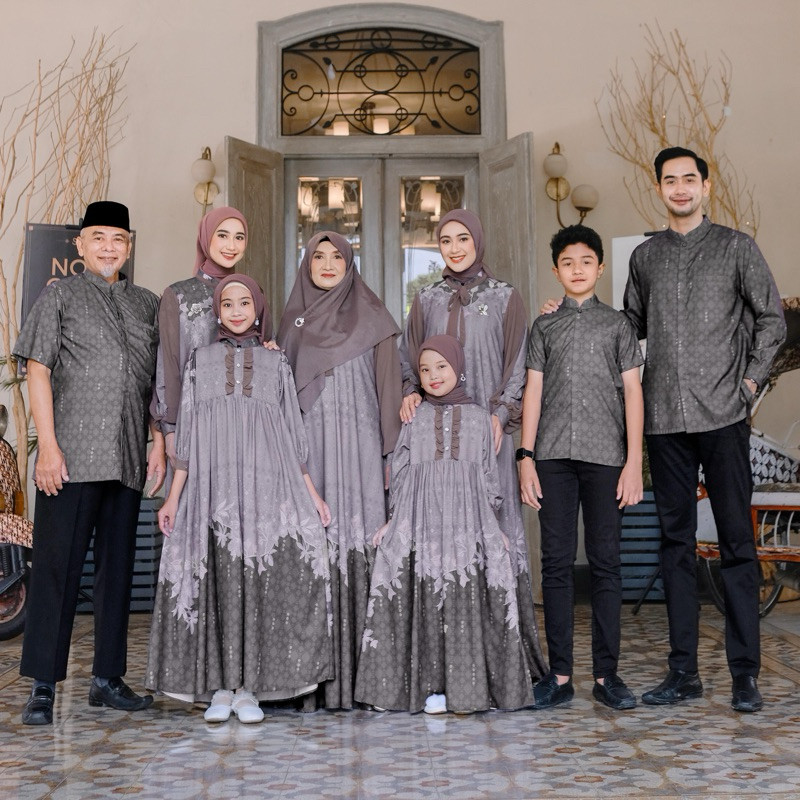 Riva Fashion Baju Sarimbit Keluarga Terbaru Bahan Katun Sutra Silk Premium Motif Viral Koko Panjang