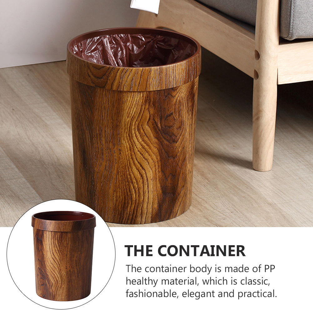 

Retro Trash Can Bedroom Garbage Elegant Wastebasket Imitated Solid Wood Bin Cars Light Brown Outdoor Woodgraining Container