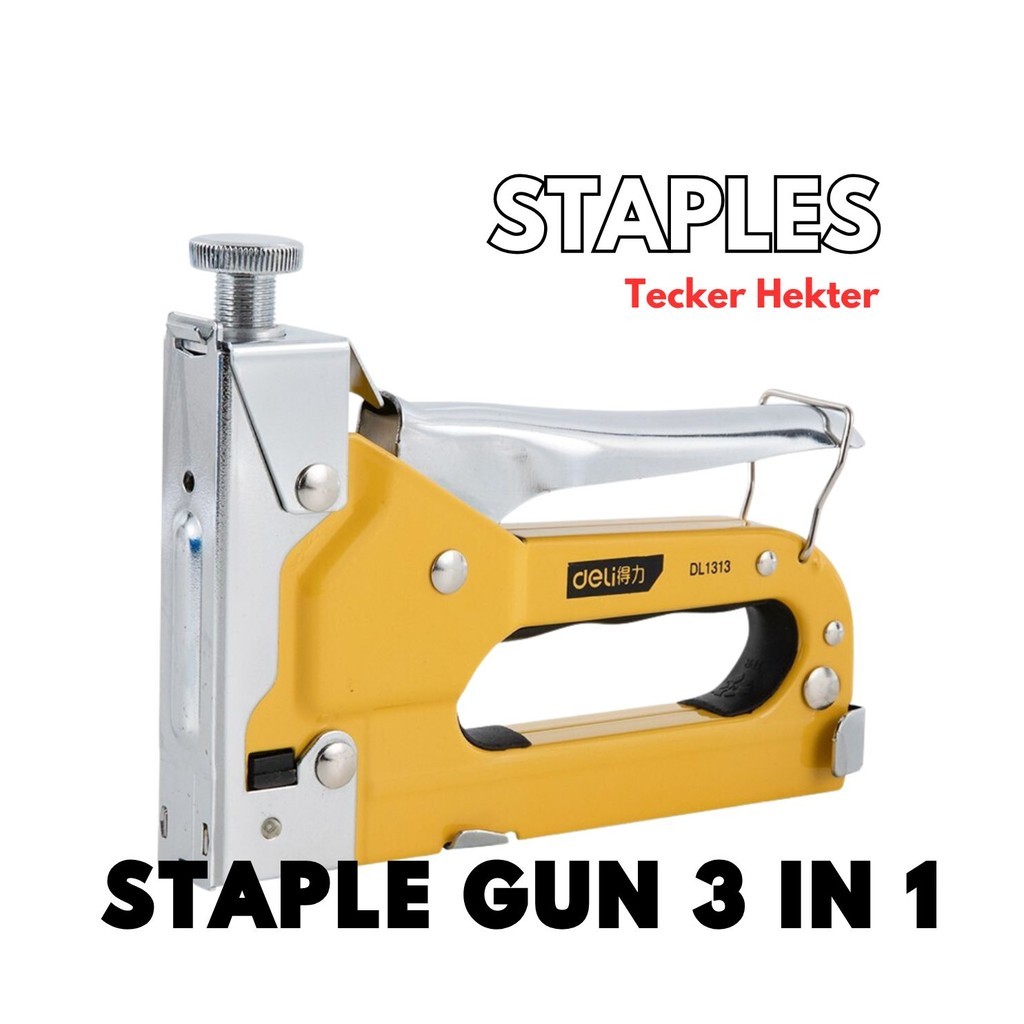 

Staple Gun 3 in 1 Deli Staples Tembak Tecker Hekter Chromium Molybdenum Premium 3 Jenis Staples BR063
