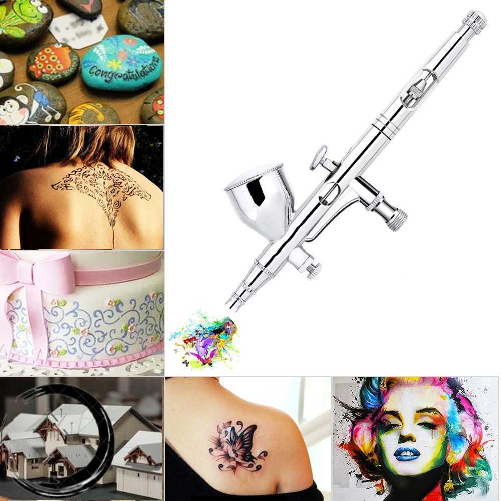 

Nasedal Airbrush Spray Gun Set Dual Action Tattoo Nail Art Painting - NT-180K-3