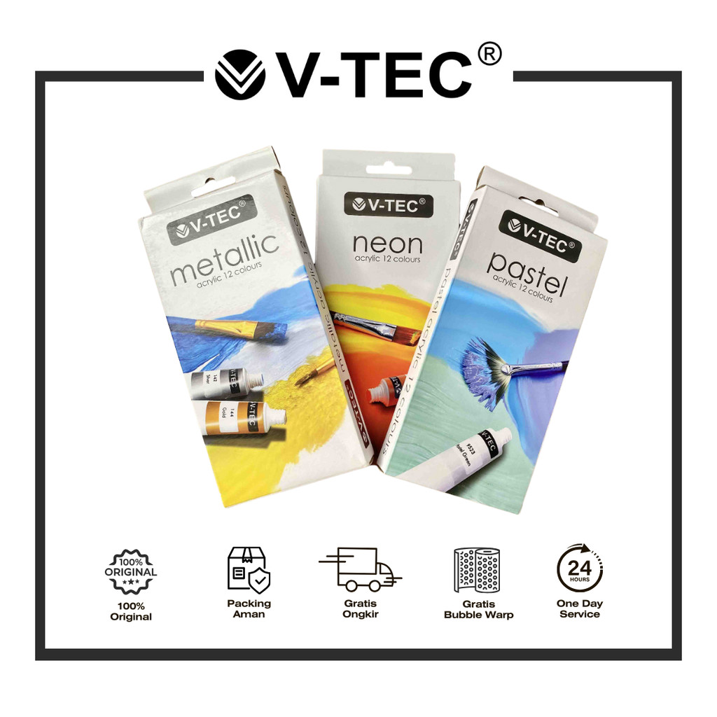 

CAT V-TEC ACRYLIC NEON / METALLIC / PASTEL 6ML 12 WARNA