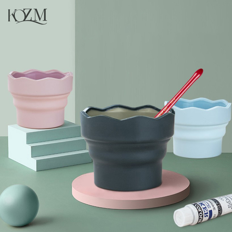 

Watercolor Paint Washing Bucket Scalable Telescopic Art Wash Pen Cup Portable Folding Brush Washer Art Supplies