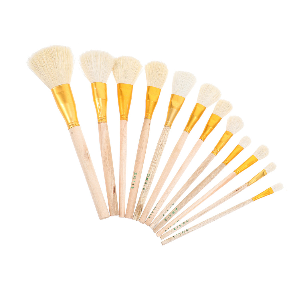

12 Pcs Paint Pen Wool Brush Wooden Handle Paintbrushes for Gold Foil Colored Painting Bristle Kids Major Gilding