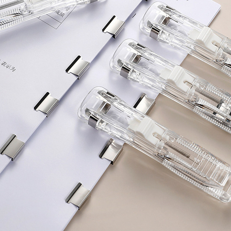 

1pc Transparent Plastic Paper Binder Clip Installer Tool Binder Staples Office Paper Binding Supplies Clip Stapler Accessoires