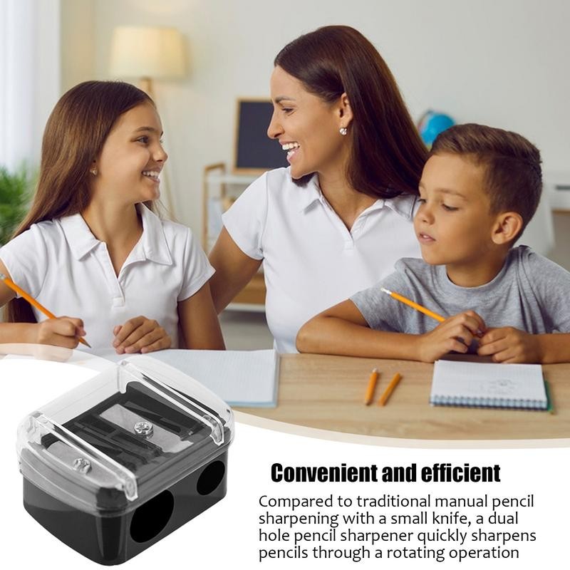 

Pencil Sharpener Manual Manual Safe Pencil Sharper With Dual Holes Multifunctional Portable Stationary Supplies With Lid For