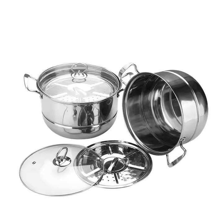 Okkingkitchen Panci Sup Stainless 1 Set 5 Pcs Panci Sup - Panci Serbaguna Tutup Kaca
