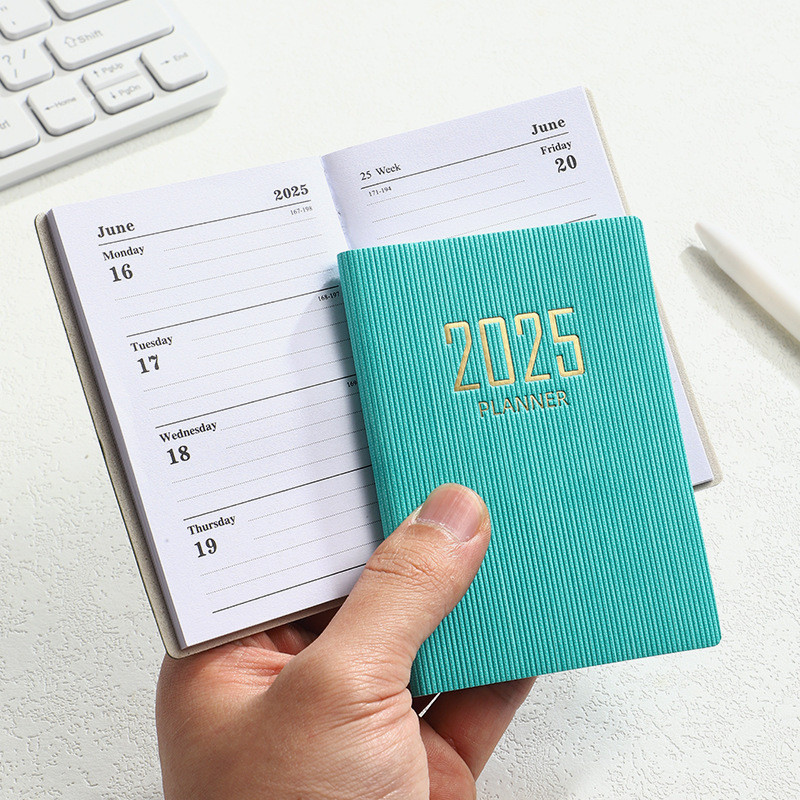 

A7 2025 Agenda Book Mini Pocket with Calendar To Do List English Notepad Diary Weekly Planner School Office