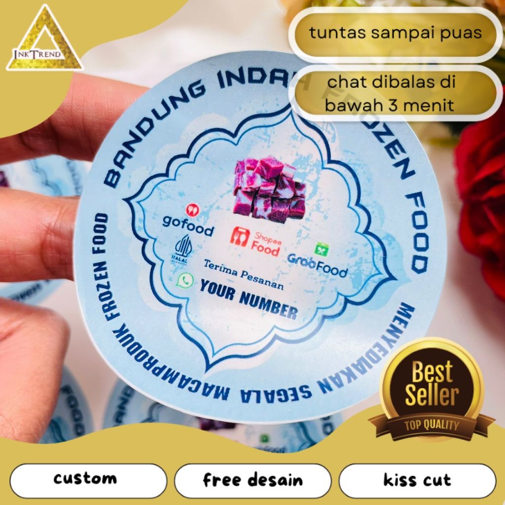 

INKA 2-4 Sticker Vinyl Frozen Food Label Anti Air Makanan Beku Free Desain Custom Nama Murah