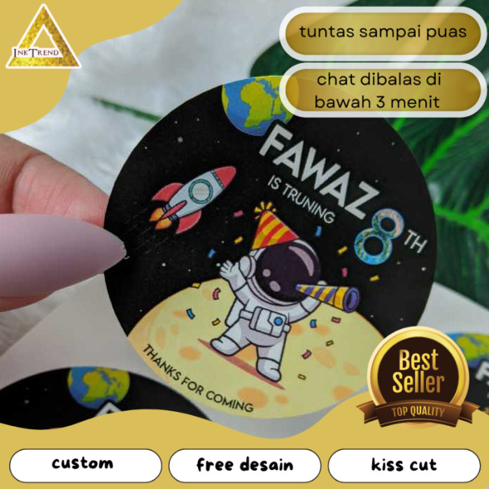 

INKA 9-15 Cetak Sticker Label Ultah Anak Stiker Bulat Ulang Tahun Free Desain Custom Nama