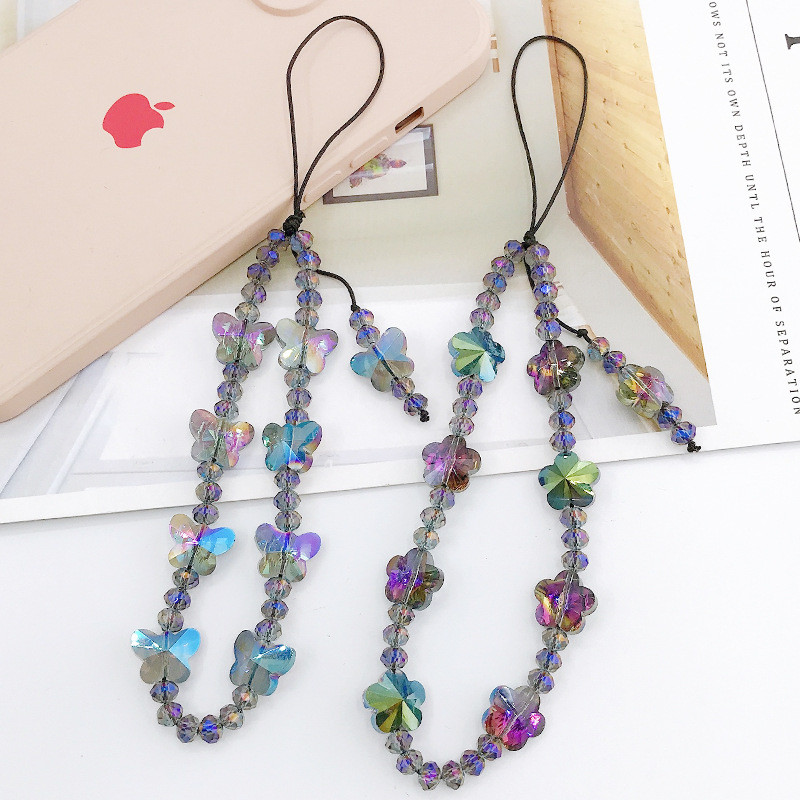 

Crystal Butterfly Flower Beaded Phone Case Lanyard for Women Simple Butterfly Tulip Pearl Love Phone Chain Jewelry Accessories