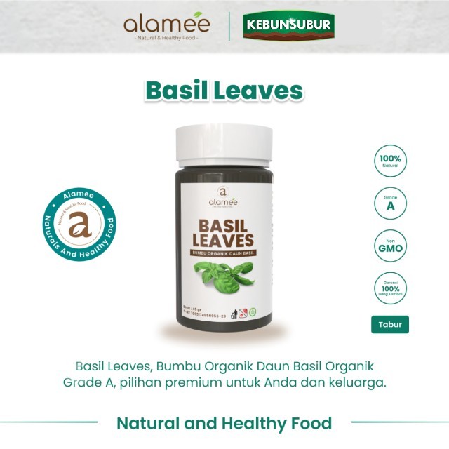 

ALAMEE Daun Basil Bumbu Dapur Dried Leaf Murni Asli Seasoning Organik Garnish Tabur Kebunsubur Kebunsubur