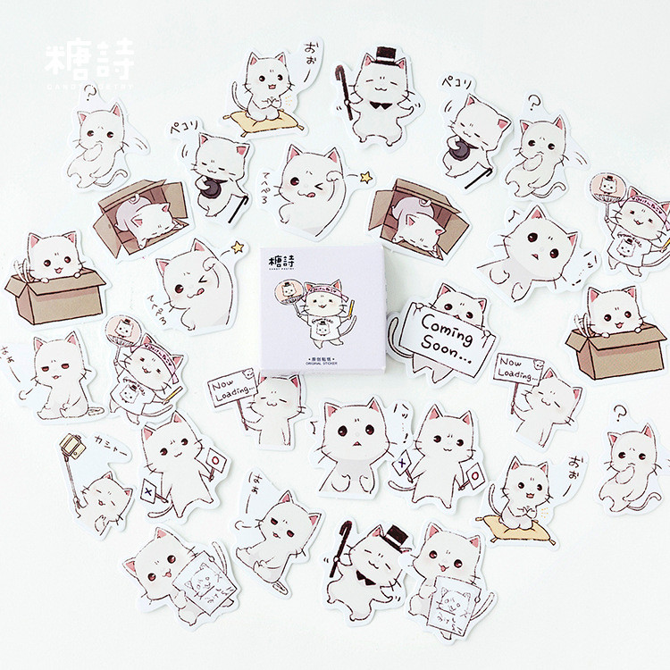

45pcs/lot Kawaii White cat mini Decorative Stickers set Adhesive Stickers DIY Decoration Diary Stationery Stickers Children Gift