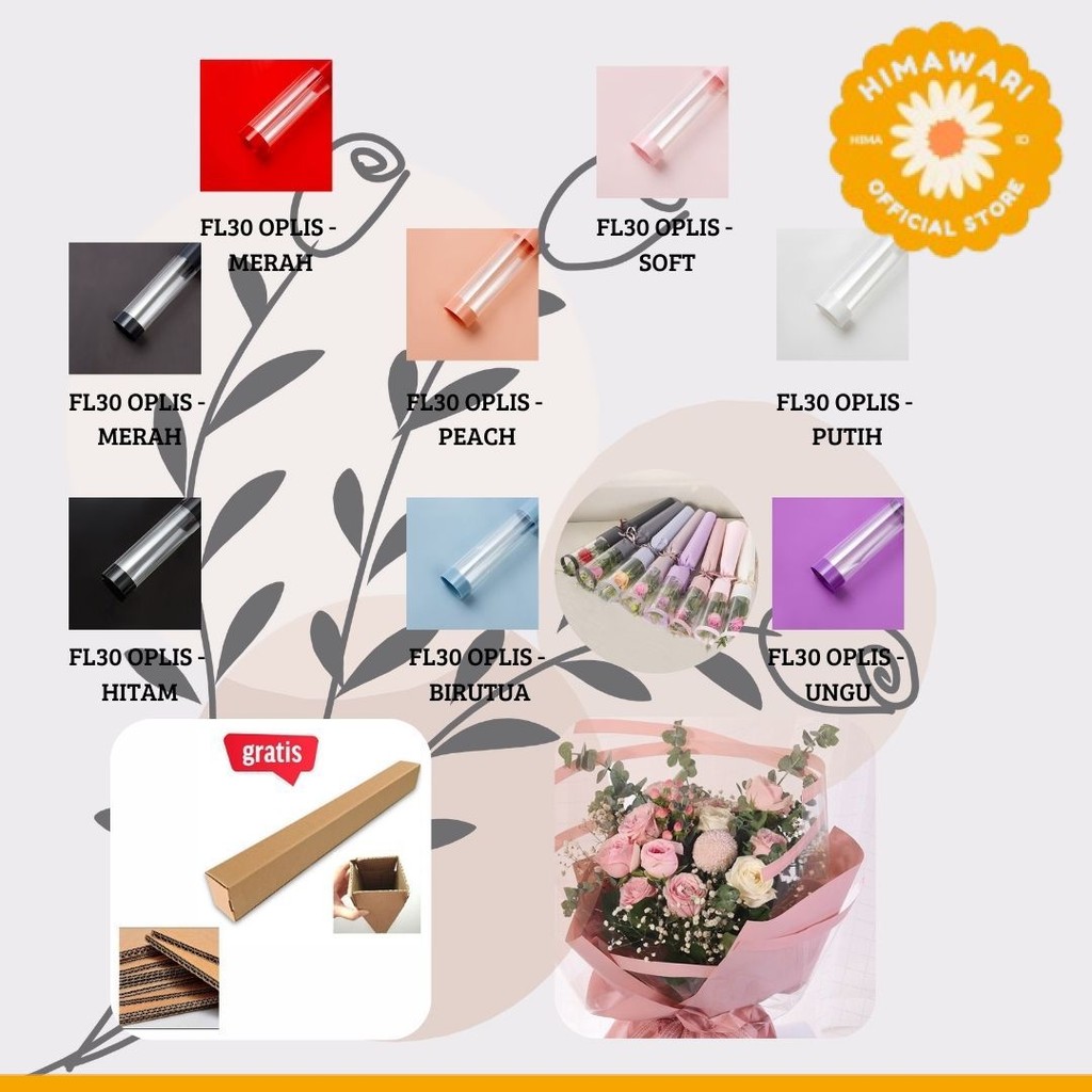 

HIMA - (5 LEMBAR) - FL30 OPLIS Kertas Bunga Paper Buket Motif Frame List OPP Transparan Florist Cellophane - GROSIR