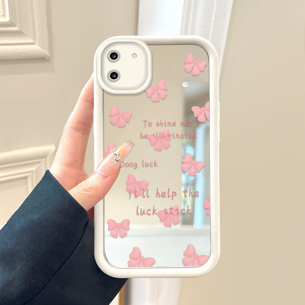 Casing Hp Untuk Realme C11 Phone Case Cesing Soft Cover Pink Bow 8434 Mode Mirror Kesing JZ Cream Ca