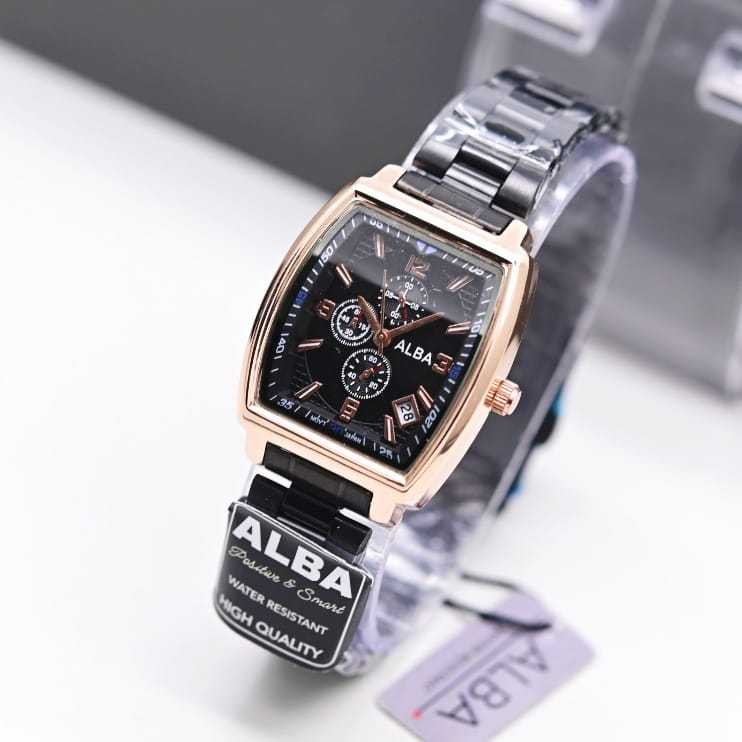 PROMO Jam Tangan Wanita Alba Hb Tali Rantai Body Oval Chrono Variasi Tanggal Aktif