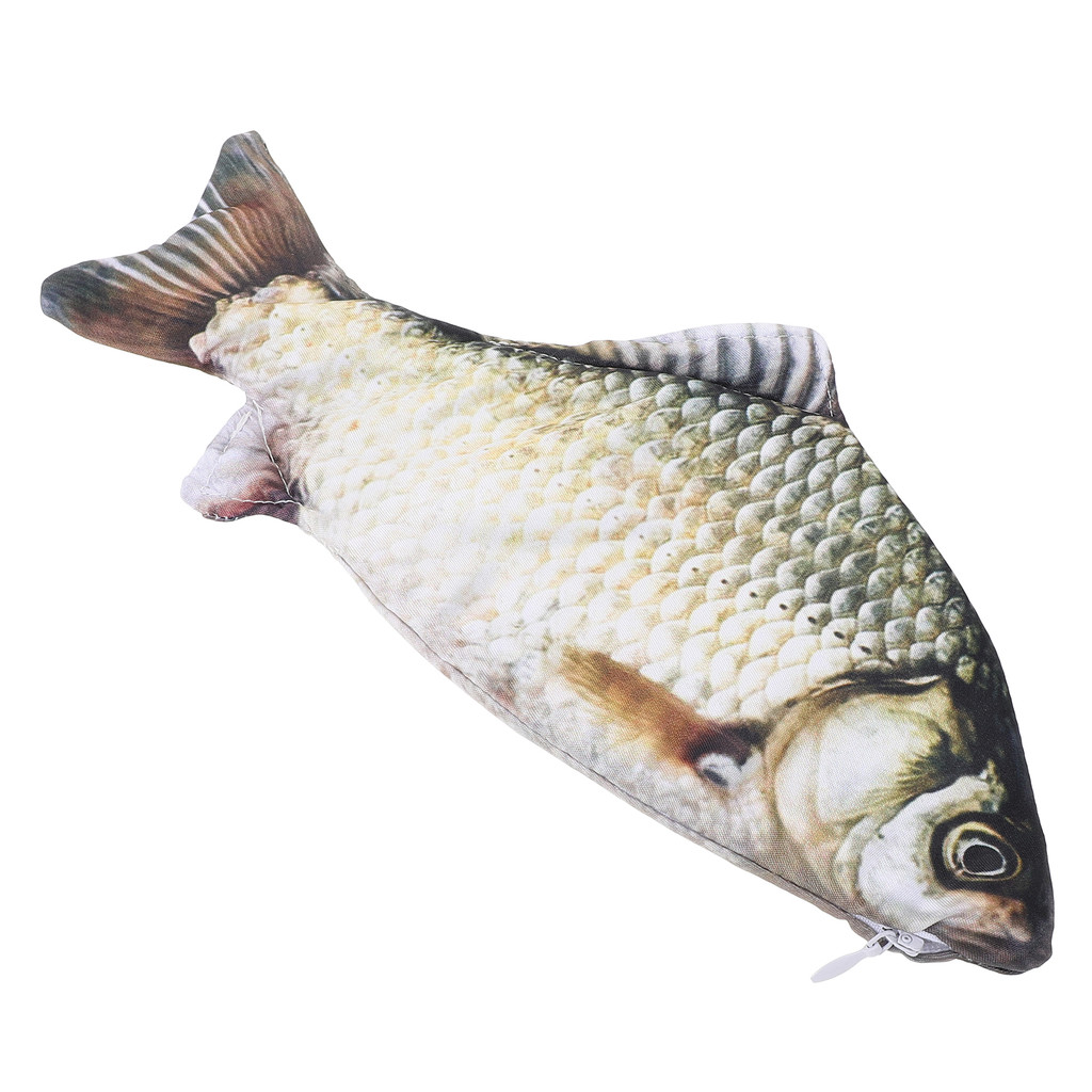 

Crucian Carp Simulated Fish Pen Bag Child Travel Pencil Pouch Bear Case Polyester Stationery Organizer