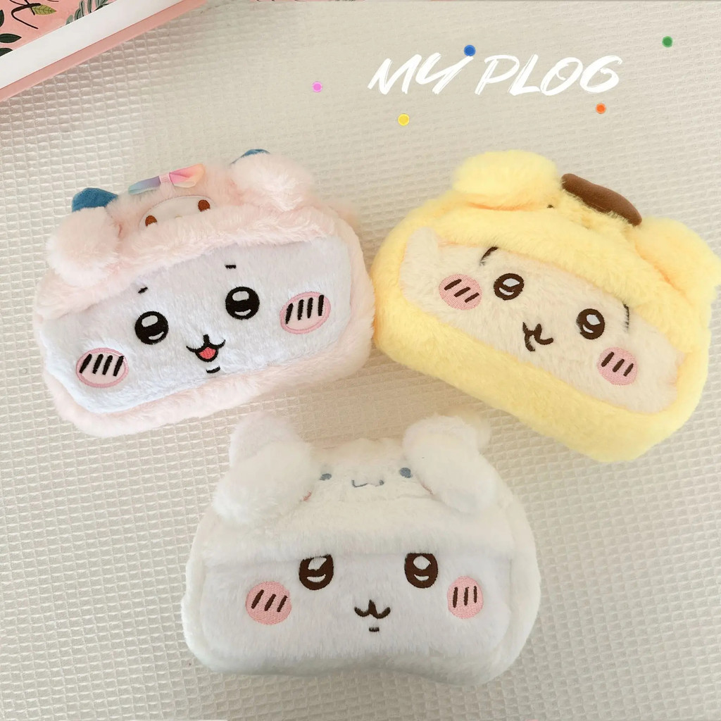

Chiikawa Stationery Box Cute Toys Anime Kawaii Sanrio Usagi Hachiware Student Large Capacity Pen Stationery Bag Birthday Gifts