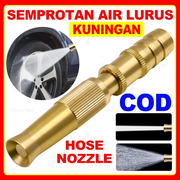 Semprotan Air Lurus Kuningan / Taman Alat Cuci Motor Mobil / Water Jet Spray Gun Hose Nozzle - Brass