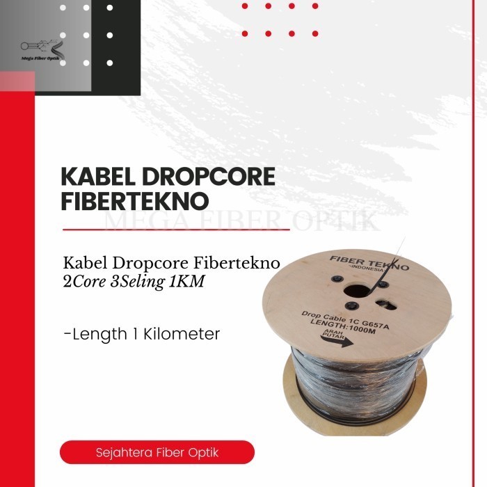 Kabel Dropcore Fiber Tekno 2Core 3Seling 1000M 1 Roll | Kabel Fiber Optic