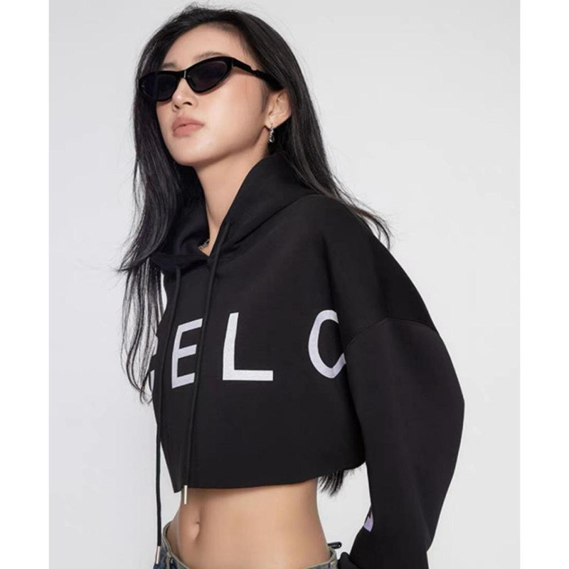 Tq88indonesia Sweater Crop Hoodie CELONA Fleece / Busana Crop Topi Wanita / Hodie Crop Cewek