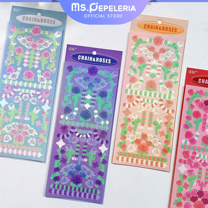 

Stiker lucu DIY tangan akun stiker/Transparent PET Sticker fresh flowers plant hand account journal album decoration DIY flower shaped stickers-Ms.Pepeleria