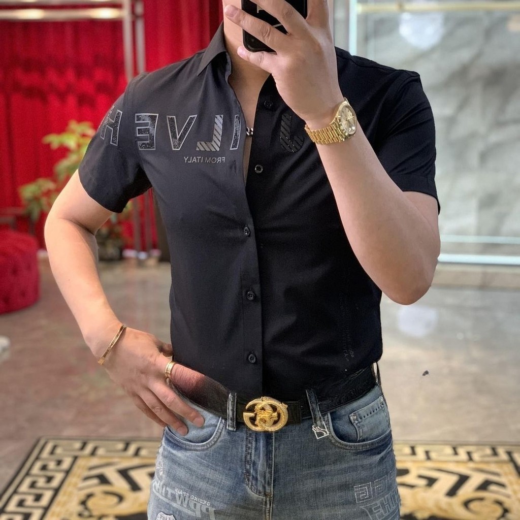 Kemeja Pria Lengan Pendek Distro Kaos Hitam Lengan Pendek