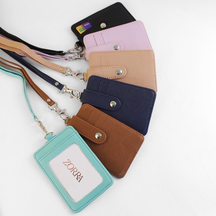 

kartu Tempat Kartu ID Card Lanyard Card Leather ID Card Zorra - Ungu