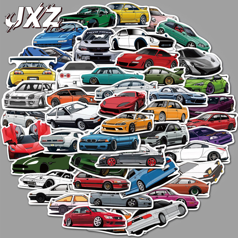 

✨COD 60PCS Stiker Mobil Balap Mobil Kartun Stiker Anti Air Dekorasi Handbook Scrapbook-GS