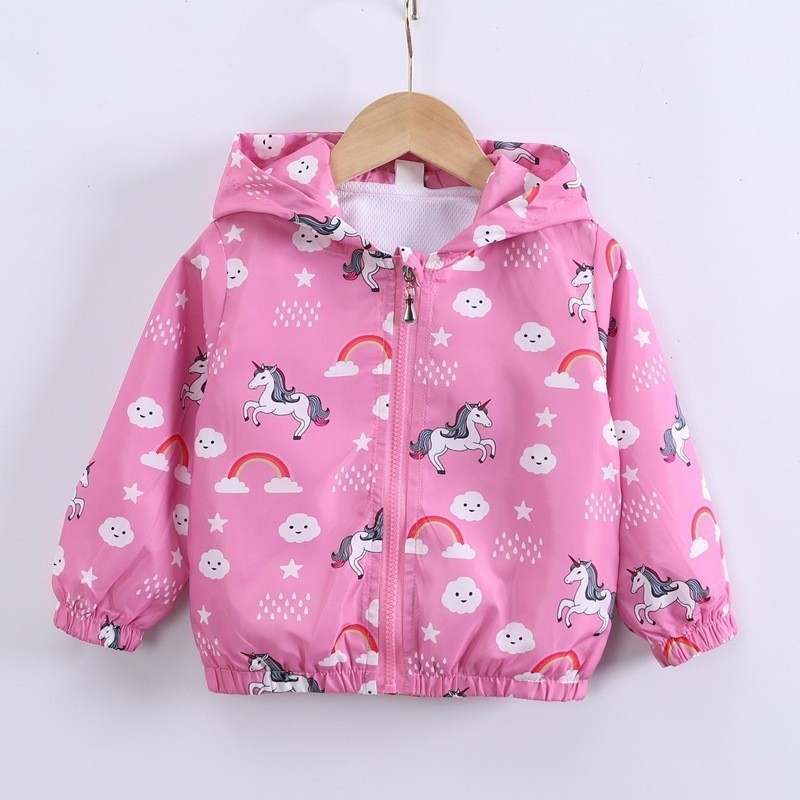 Jaket Parasut Anak HOODIE Jaket Anak Perempuan Unicorn 2 - 7 tahun Water Resistant