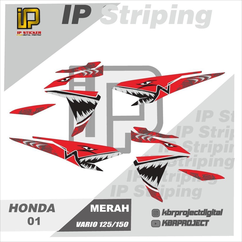 (COD) STRIPING VARIASI VARIO LED 125 150 2015 - 2017 aksesoris motor sticker Variasi shark Motorcycl