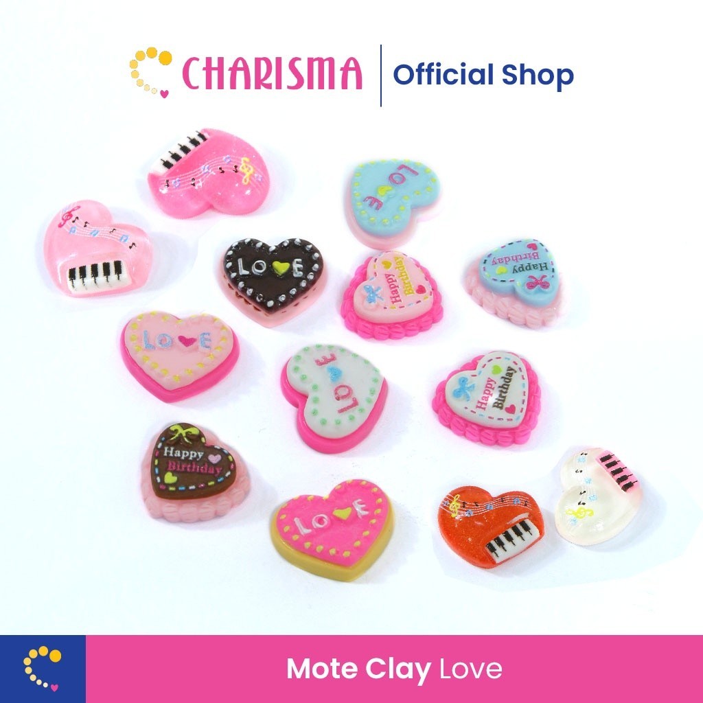 Clay Resin Love - Mote Clay Tempel Bentuk Love - Manik Resin - Manik Clay Tempel - Mote Resin Tempel