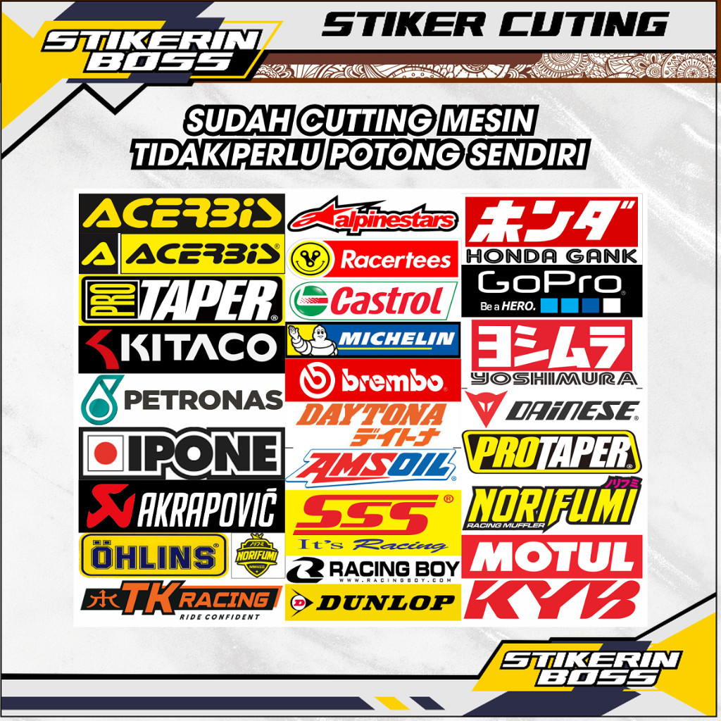 Stiker Motor Stiker Racing 1 Pack Isi 26 Sticker Motor - Stiker Sponsor Sticker Racing Stiker Motor 