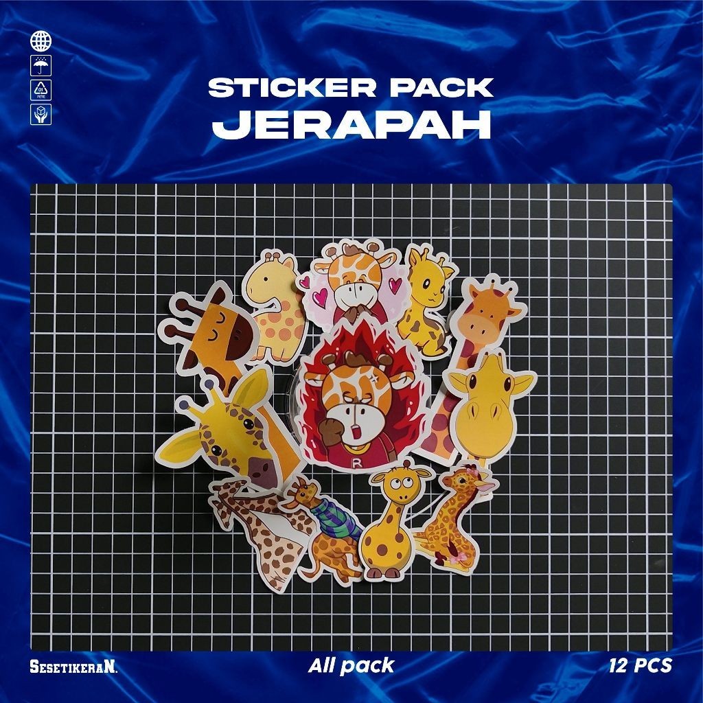 

COD✨ Sesetikeran Stiker Pack Jerapah Lucu Untuk Koper Laptop Skateboard